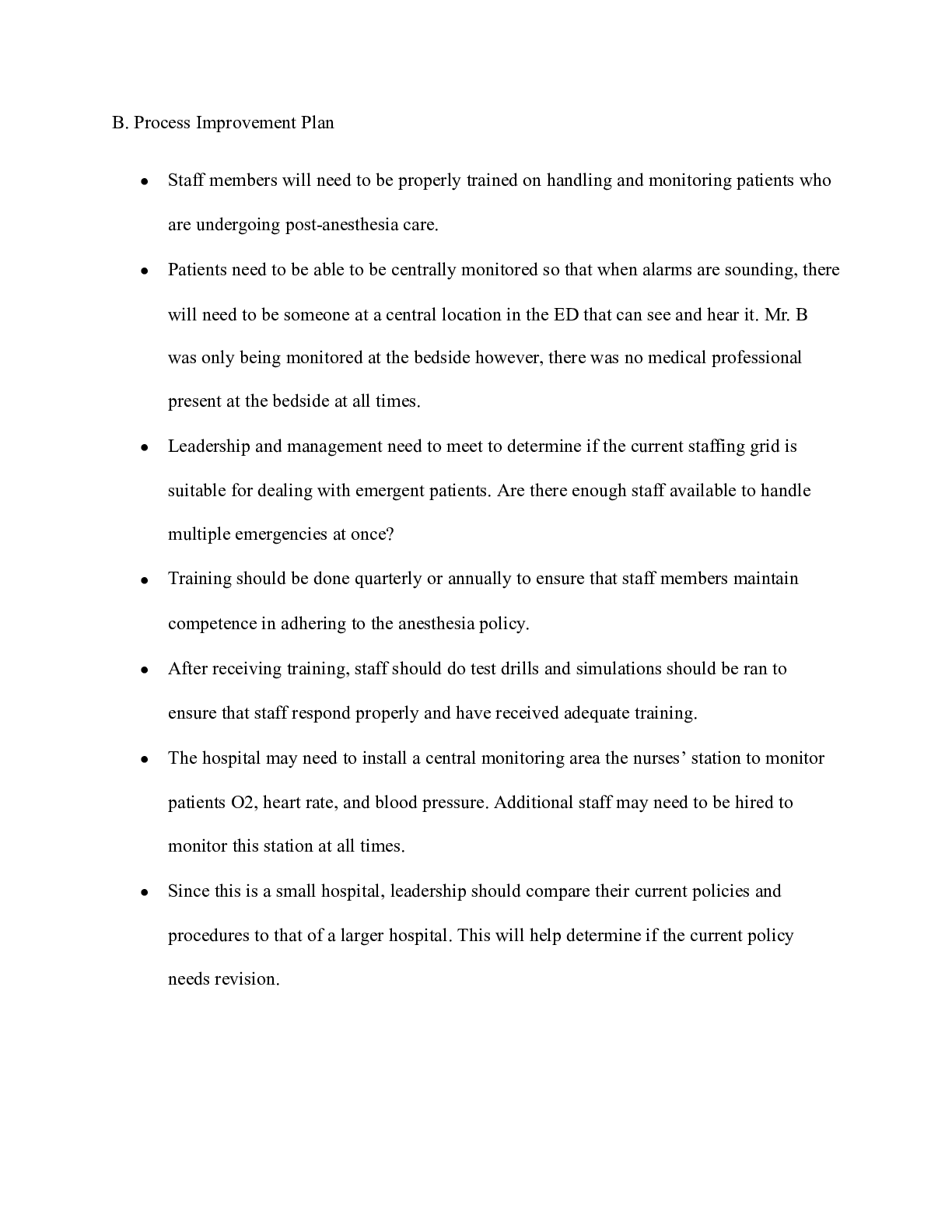 Preview image of ORGSYS8.docx  B. Process Improvement Plan  ï‚·Staff members will need to be properly train document